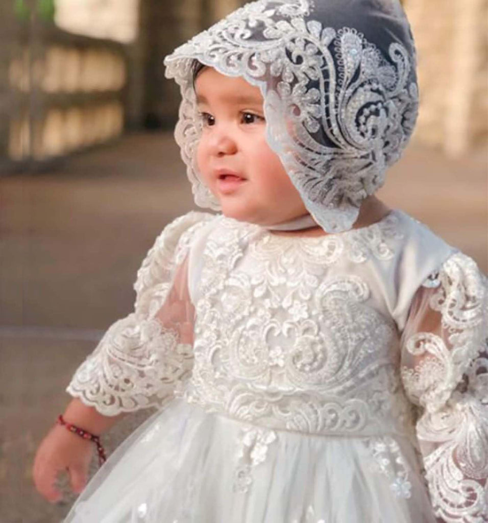 A full pearl dress for baby girl baptism dress