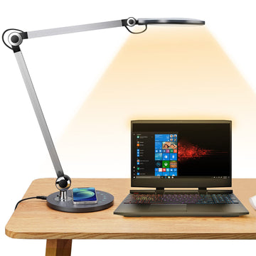Desk Lamp,Led Architect Desk Lamp,Desk Lamps,Table lamp with Wireless Charger & Adjustable Swing Arm,Touch Control