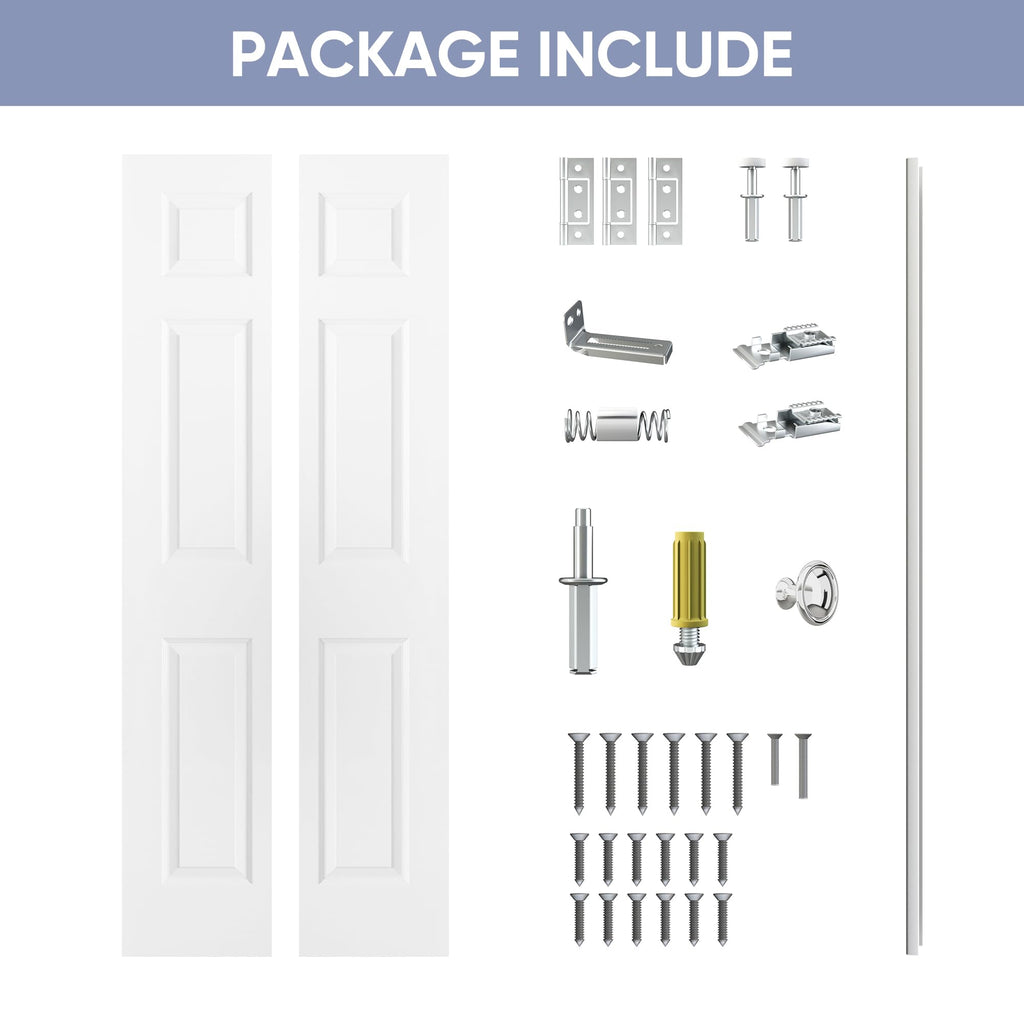 24 x 80 in. 6-Panel Bifold Door, Primed Hollow Core Closet Door