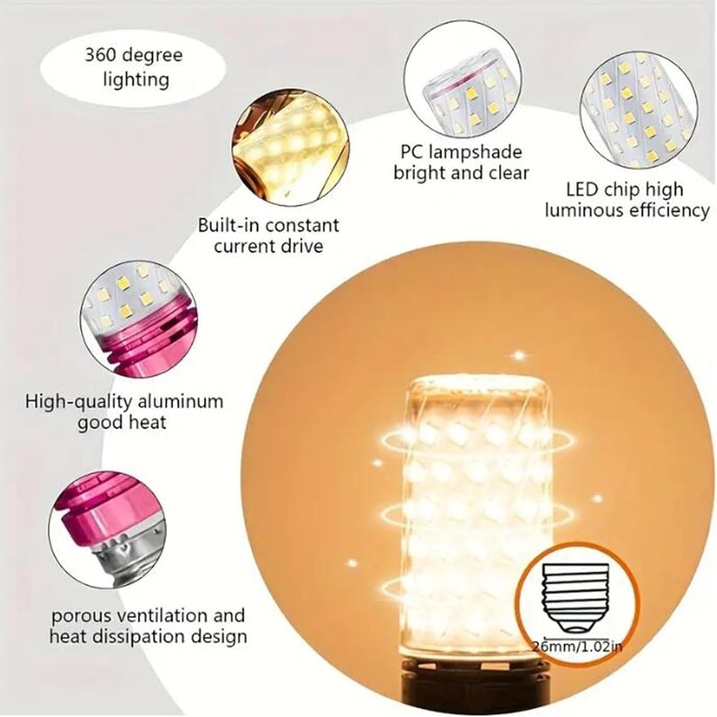 LED Bulb E12 16w Equivalent 100w Lighting Energy Saving 85v-265v 1500 Lm No Flicker Not Dimmable Home Use Indoor