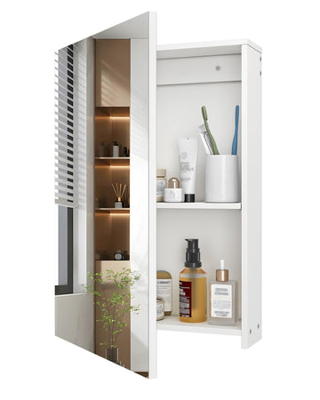 Bathroom Medicine Mirror Cabinet, 13.8'' x 19.7'', Wall-Mounted Bathroom Vanity with Mirror, Bathroom Medicine