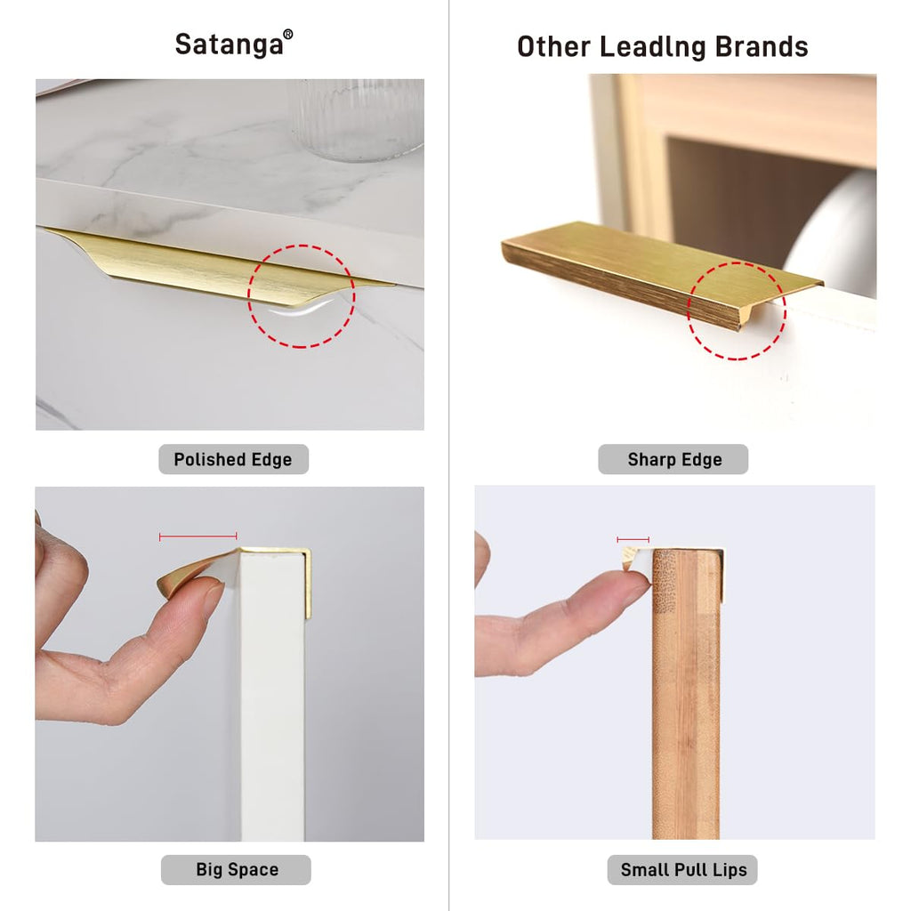 Edge Finger Pulls for Cabinet Kitchen Drawer knobs Low Profile Door Dresser Bathroom Long Cupboard Furniture Handles
