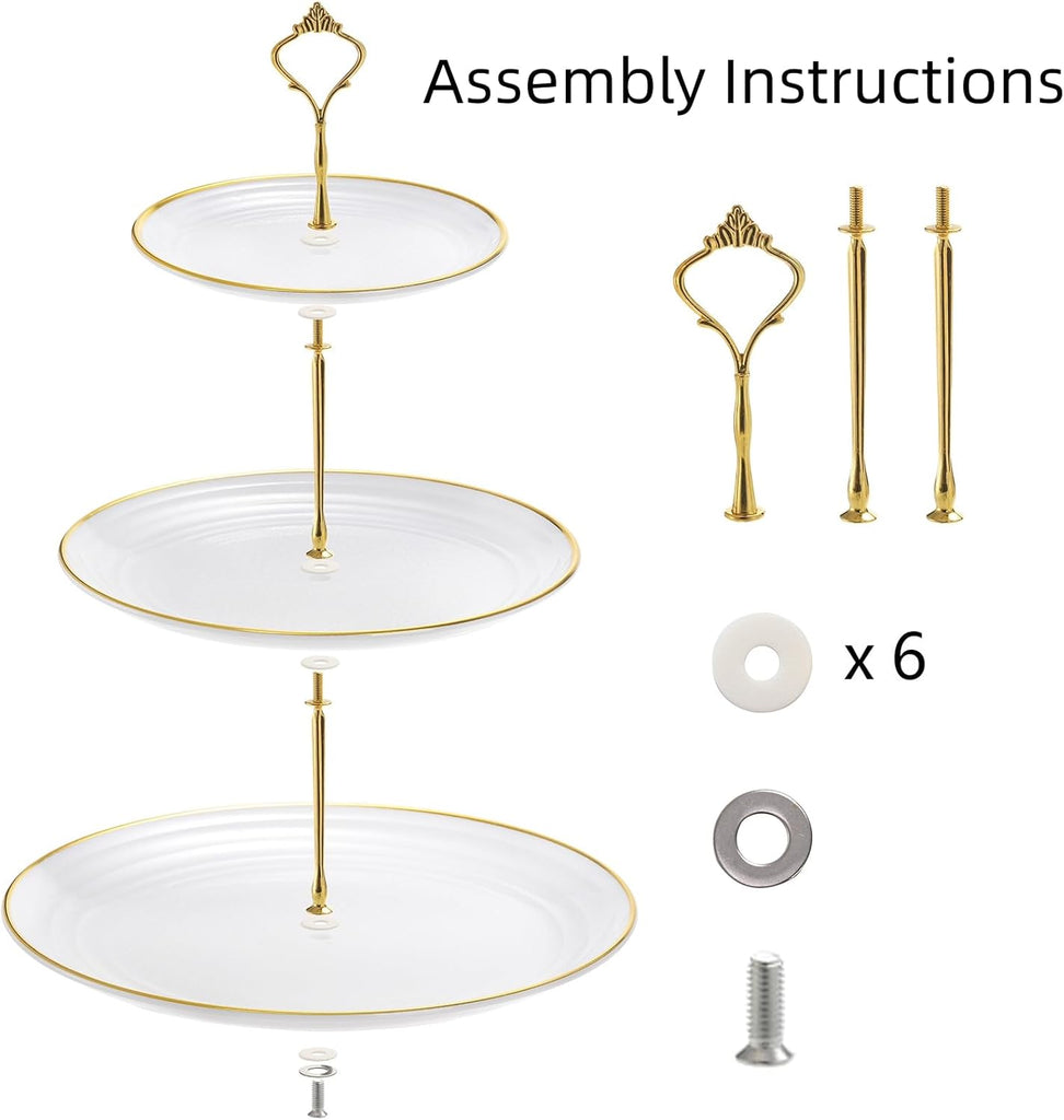 Tiered Cupcake Stand, Plastic Cupcake Stand Tower, 3 Tier Round Shape Dessert Serving Tray, White Cookie Candy - Set of 3