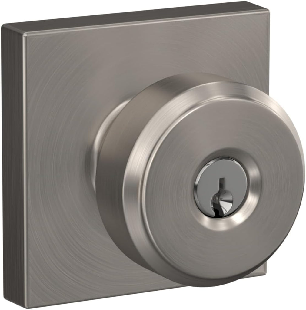 Bowery Keyed Entry Door Knob, Interior/Exterior, Satin Nickel