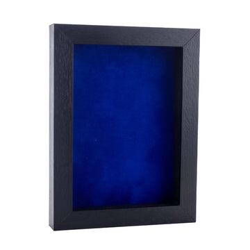 8x12 Shadow Box Frame Textured Black Wood | with a 3/4" Usable Display Depth | Includes a Royal Blue Real Suede
