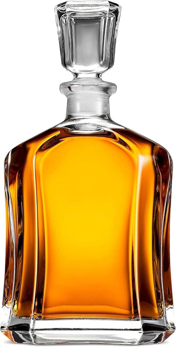 Capitol Glass Decanter with Airtight Geometric Stopper - 23.75 oz Whiskey Decanter for Wine, Bourbon, Brandy, Liquor