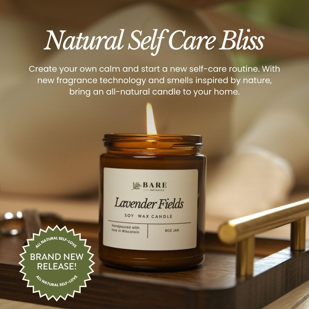 9oz Non Toxic Soy Candle Lavender Fields - 40+ Hour Burn