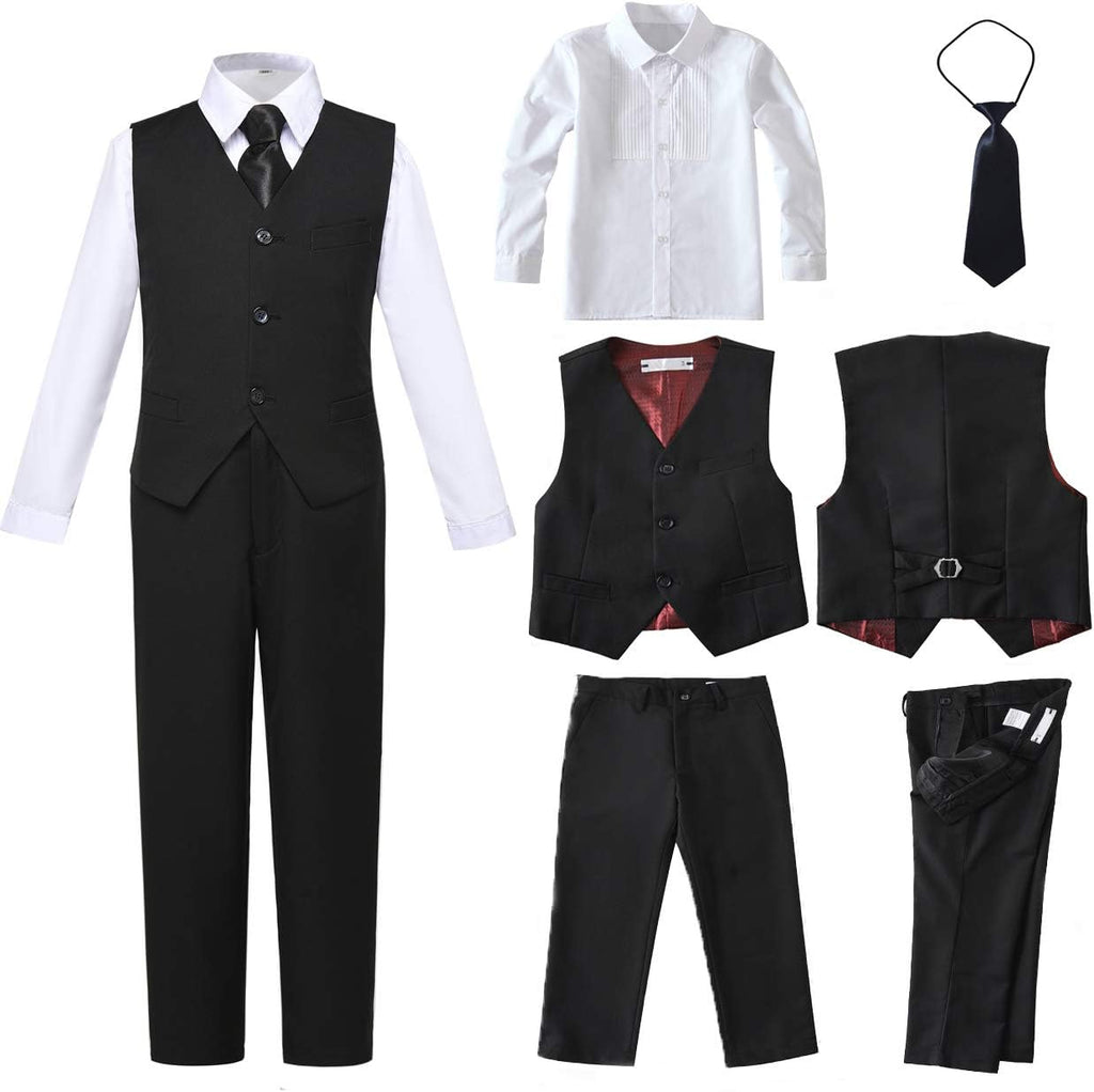 Boys 4 Pieces Suits Slim Fit Kids Vest Pants Sets Formal Dresswear for Boy
