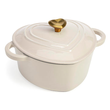 Enameled Cast Iron Dutch Oven Pot with Lid, Heart-Shaped Dutch Oven, Durable Cast Iron Pot with Dual Handles, Oven