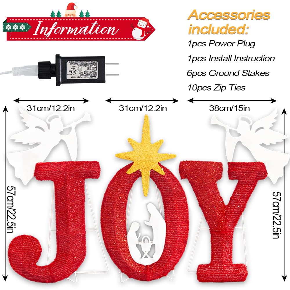 Lighted Joy Christmas Yard Outdoor Decoration 22.5In Large Nativity Scene