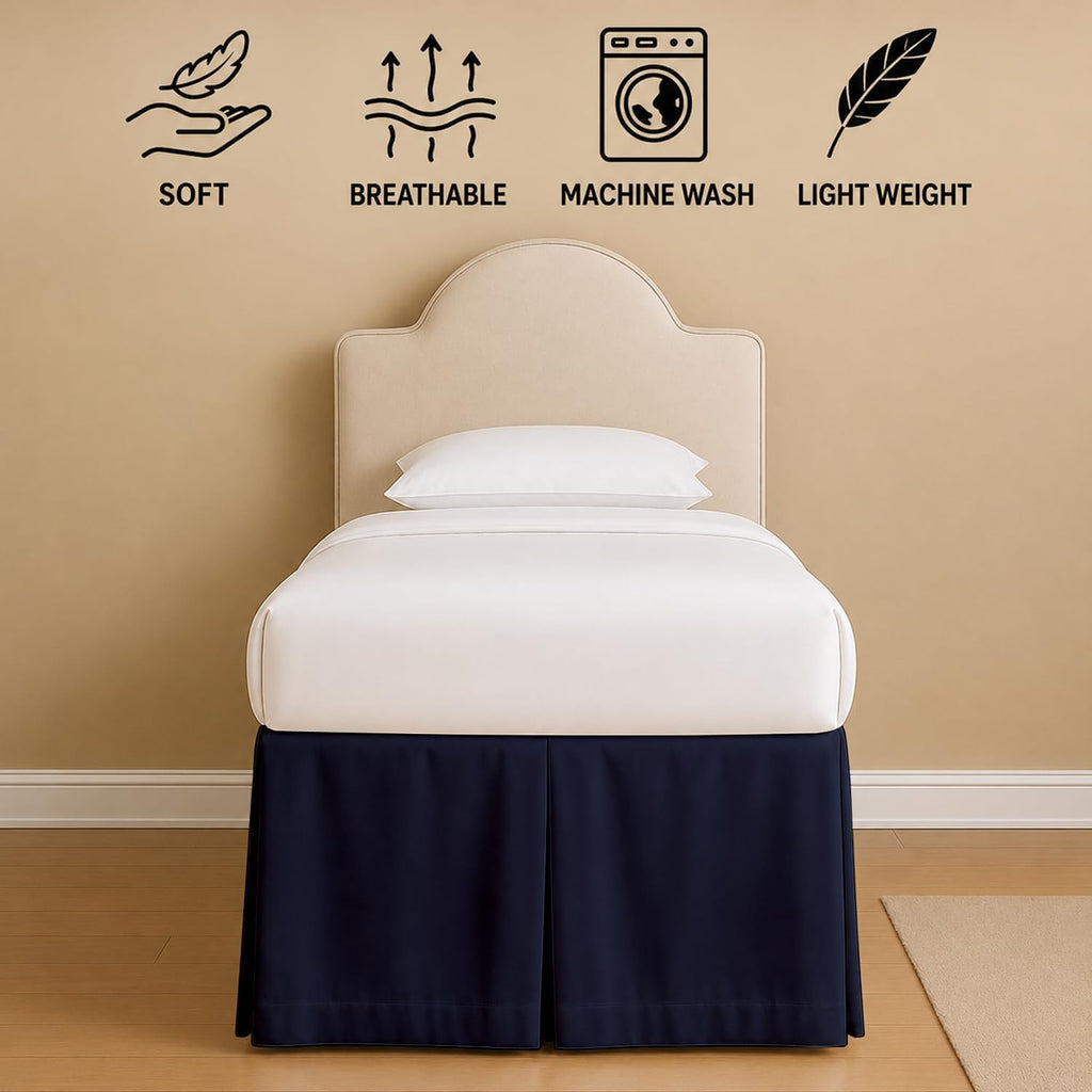 Split Corner Dorm Bed Skirt Twin XL - 42 Inch Drop, 100% Microfiber, Extra Long Bed Skirt for College Dorm, Platform