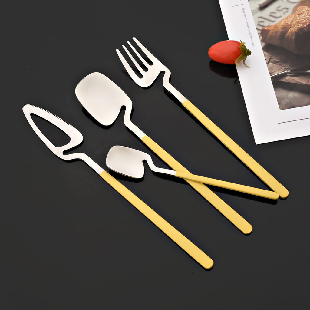Hangable Silverware Set, Fresh Macaron Colors Flatware Cutlery Set Service for 2, Satin Finish 8 Piece Stainless