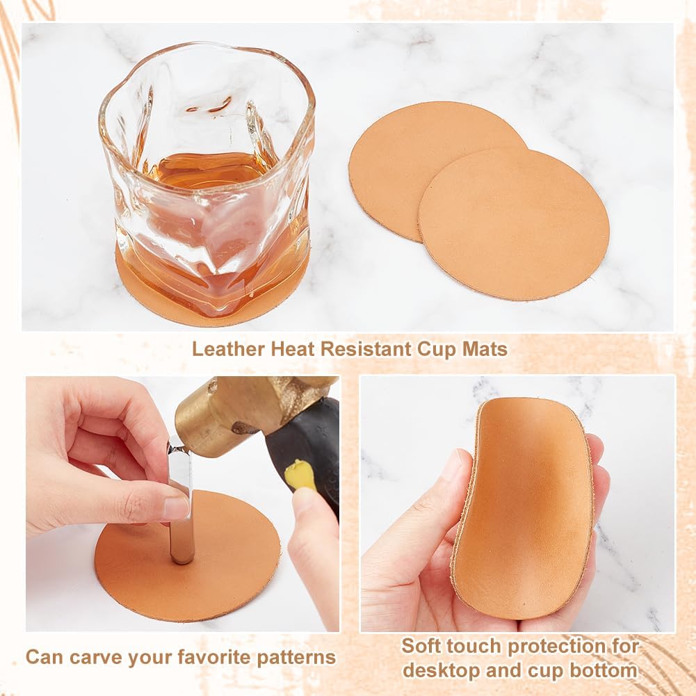 Genuine Leather Coasters 3.1 Inch Peru Round Leather for Coasters 2mm Thick Round Blank Genuine Leather - Set of 30