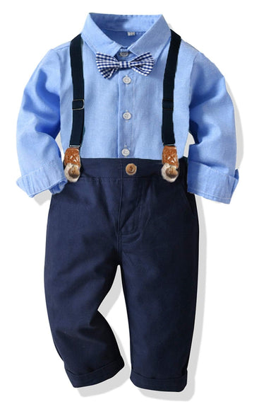 Toddler Boy Suit Baby Tuxedo Boys Formal Outfit Set Blue005
