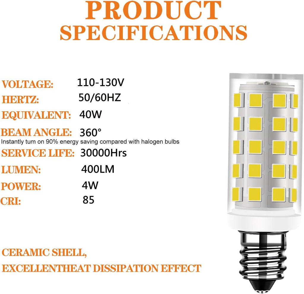 120V 3W T3/T4 LED E11 Mini Chandelier Bulb Warm White 3000K, 2PACK