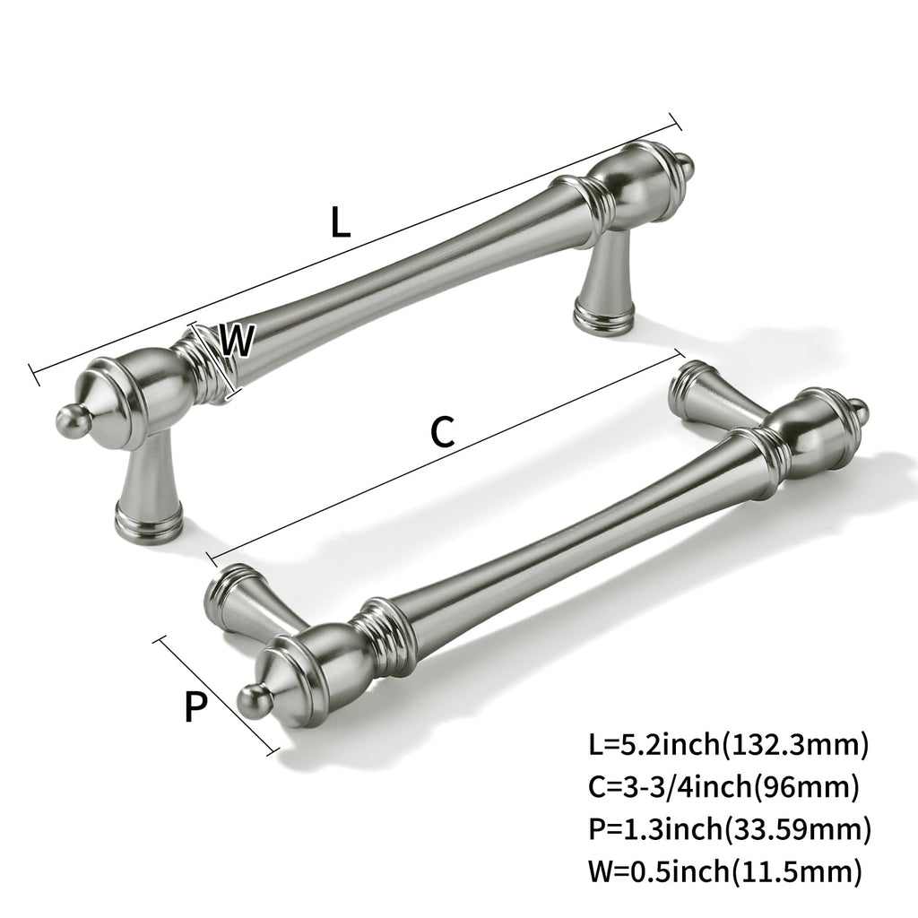 2 Pack 3-3/4 inch Brushed Nickel Cabinet Pulls Heavy-Duty Solid Satin Nickel Cabinet Hardware Drawer Pulls Hardware