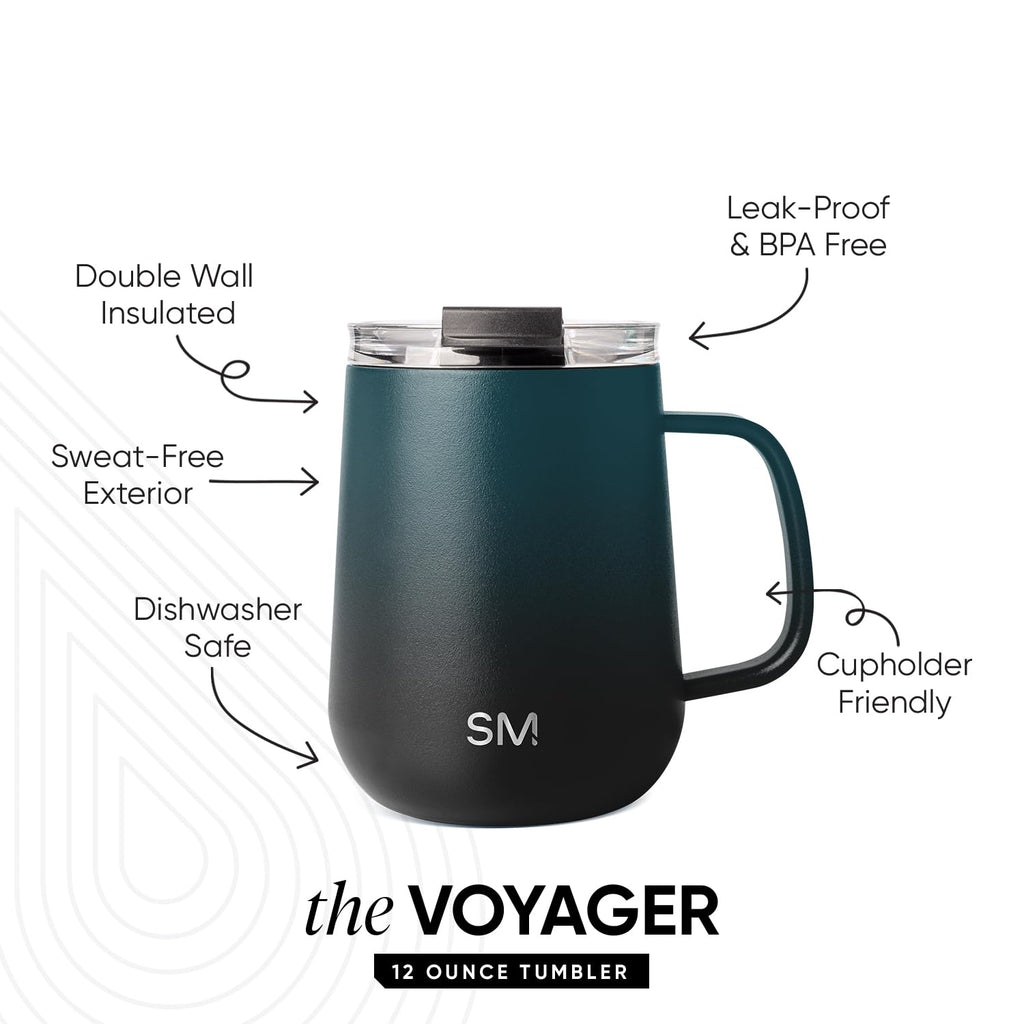 Travel Coffee Mug with Lid and Handle | Reusable Insulated Stainless Steel Coffee Tumbler Tea Cup | Gifts for Women