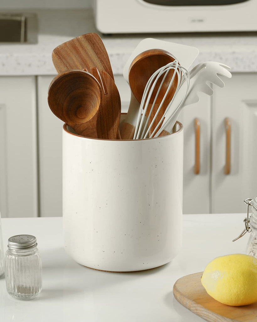 Large Utensil Holder Counter,7.2" Vintage Ceramic Utensils Crocks Utensil Organizer for Spatula Farmhouse Kitchen