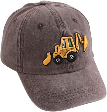 Cute Embroidery Excavator Kids Baseball Cap for Boys Girls