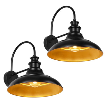 Outdoor Barn Light Fixtures, 16 Inch Large Dome Farmhouse Exterior Wall Mount Lights, Rustic Wall Sconces Indoor Wall