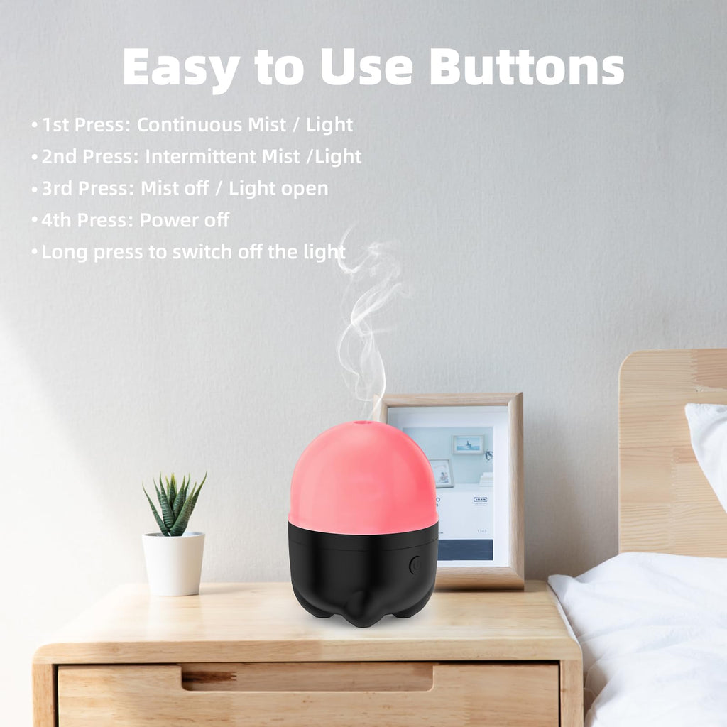 Cordless Essential Oil Diffuser, Built-in 6000mAH Rechargeable Battery, 7 Hours Run Time, 7 Colors LED Light