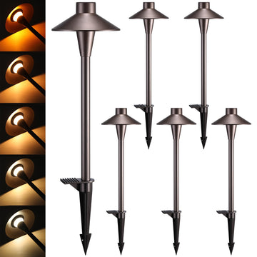 5CCT Low Voltage LED Pathway Lights, Hat Shape Head