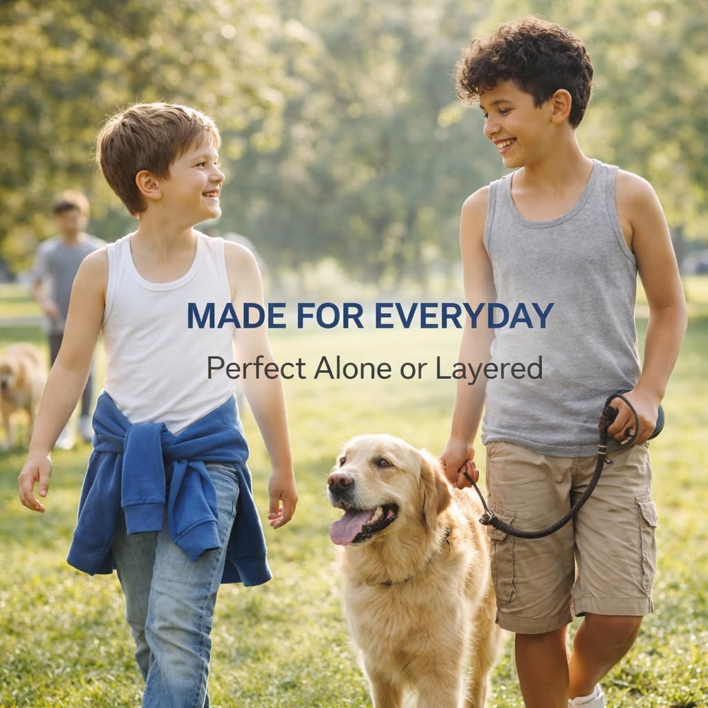Boys Undershirt Tank Top - Tagless 100% Cotton Super Soft 4 Pack Novelty.