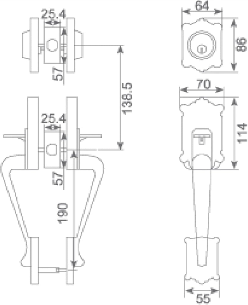 Zita_G Single Front Door Hardware Set, Heavy Duty Entry Door Lock Set with Exterior and Interior Grip Handles and - Door Handleset