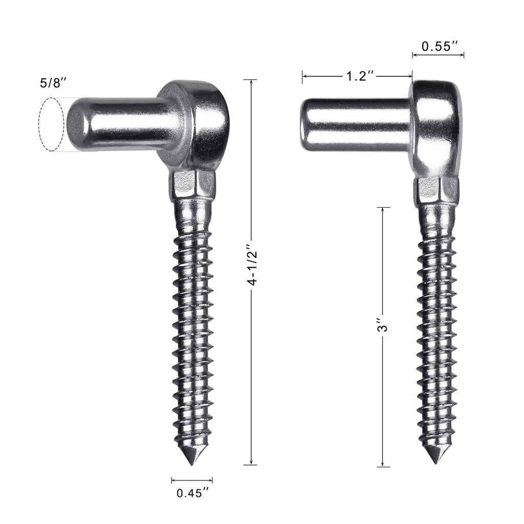 304 Stainless Steel Gate Hinge, 5/8" Pin Heavy Duty Lag Screw Hinge for Wooden Fence & Farm Gate, One-Piece Molding