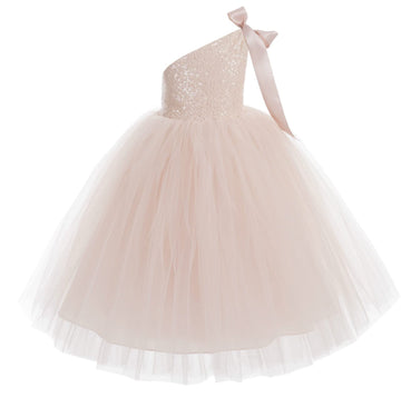 One-Shoulder Sequin Tutu Junior Flower Girl Dresses Christening Dresses 182 8