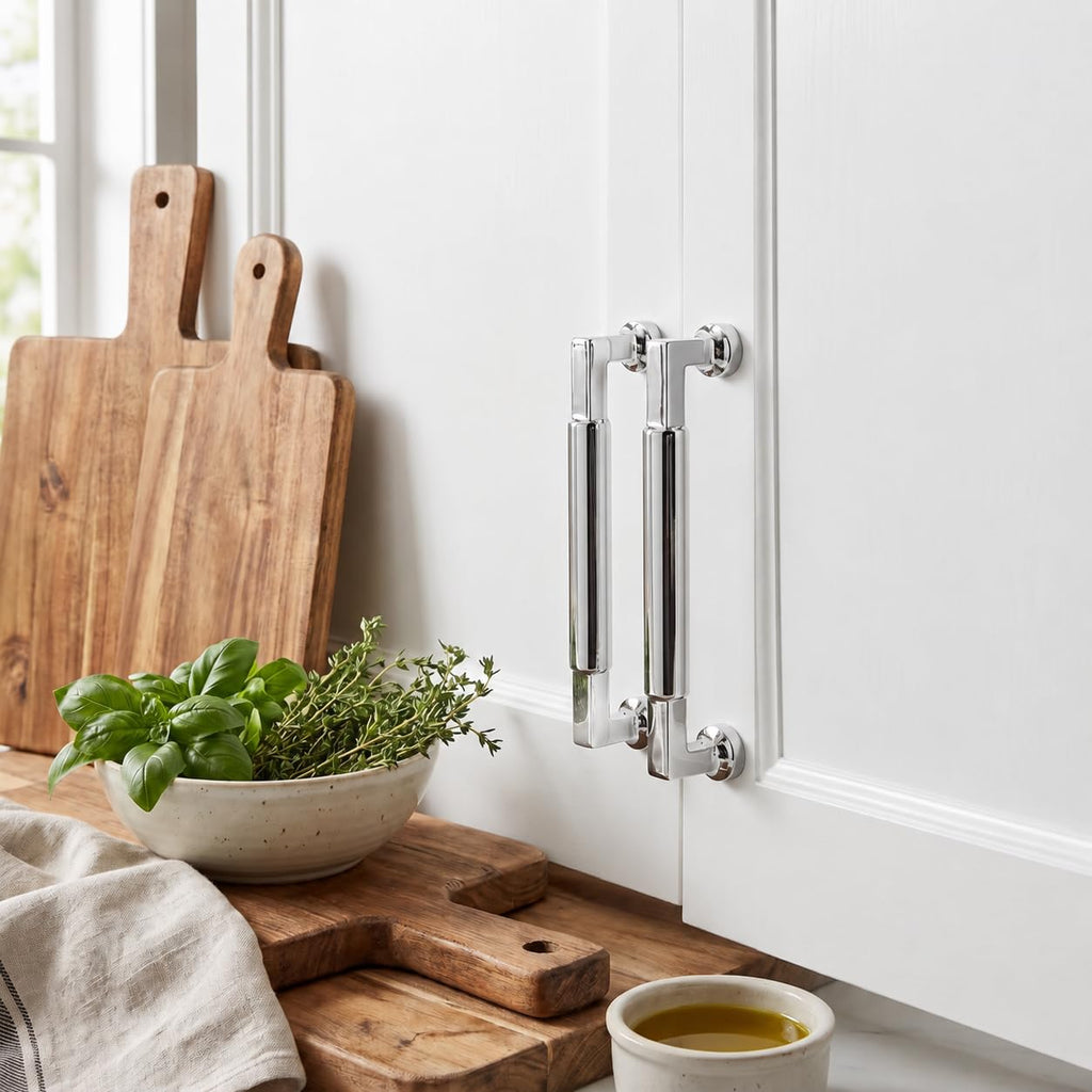 2-Pack 8-Inch(203mm) Polished Chrome Cabinet Pulls,Heavy-Duty Solid Handles Cabinets, Cupboards, Drawers and Bathroom