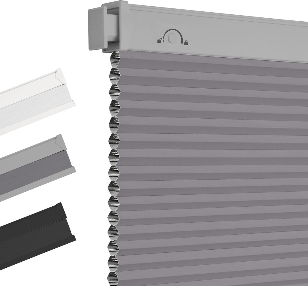 No Drill Blinds for Windows Blackout Cordless Cellular Shades Honeycomb Blinds Pull Down, Free Stop Easy Install
