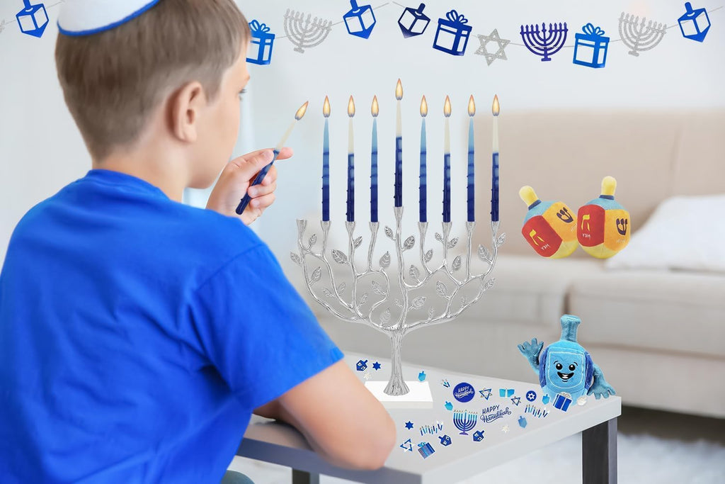 Dripless Deluxe Tapered 1-Hour Burn Time Pastel Blue and White Hanukkah Candles Includes 45 Candles for All 8 Nights - Set of 45