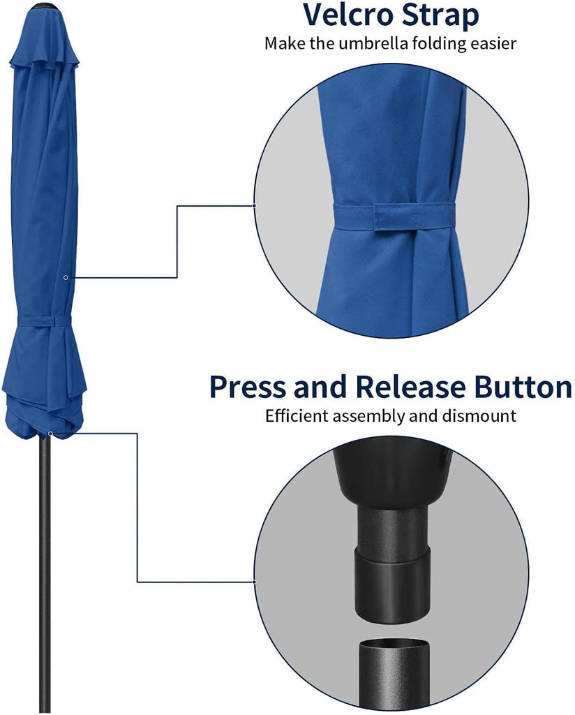 9' Patio Umbrella Outdoor Table Market Yard Umbrella with Push Button Tilt/Crank - Blue