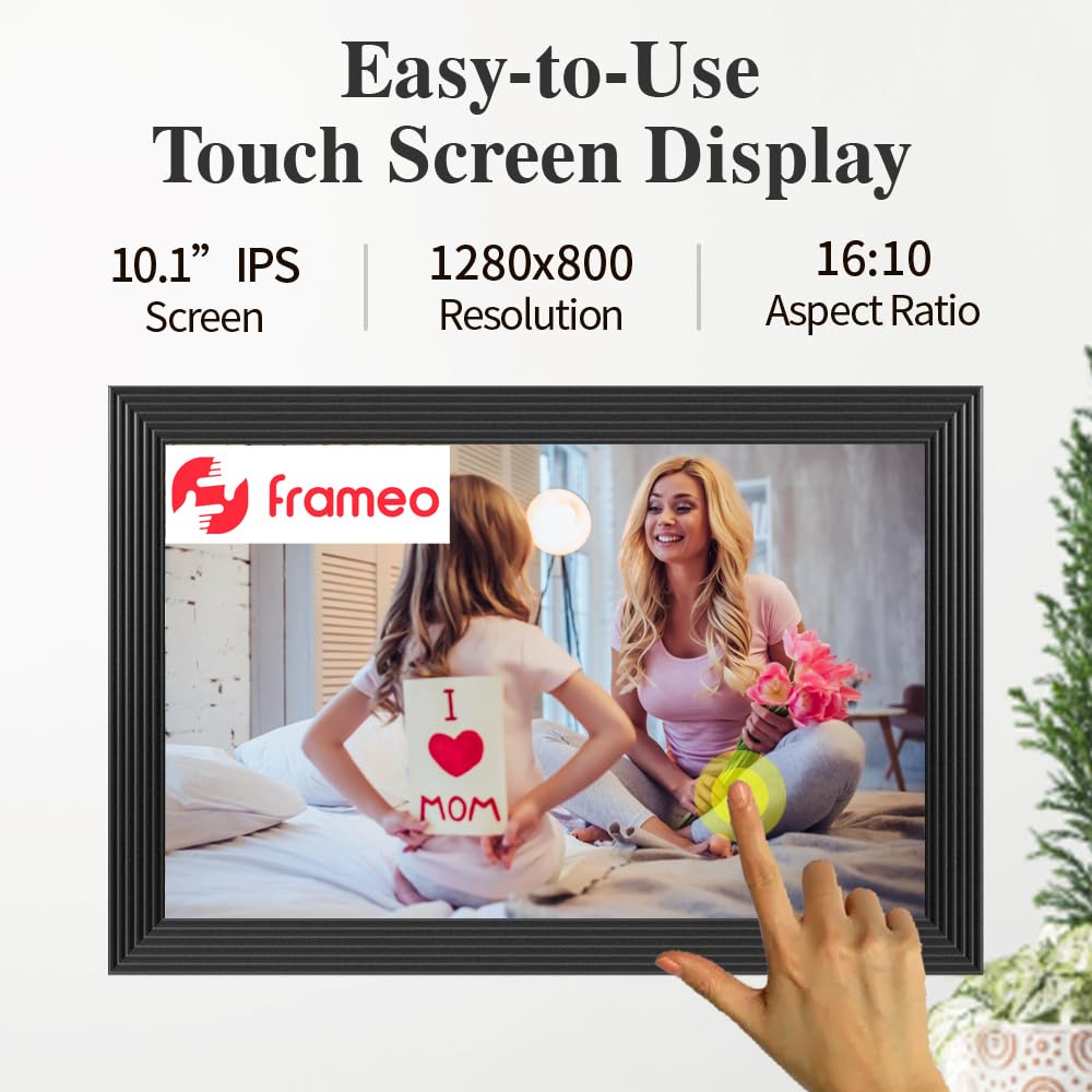 Digital Picture Frames Load from Phone, Frameo 10.1 inch Smart WiFi Digital Photo Frames You Can Send Pictures Videos