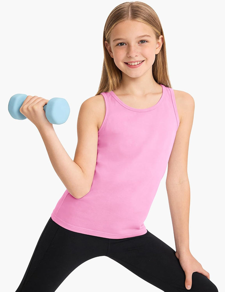 Girls Tank Tops Kids Cotton Sleeveless Racerback Athletic Shirts