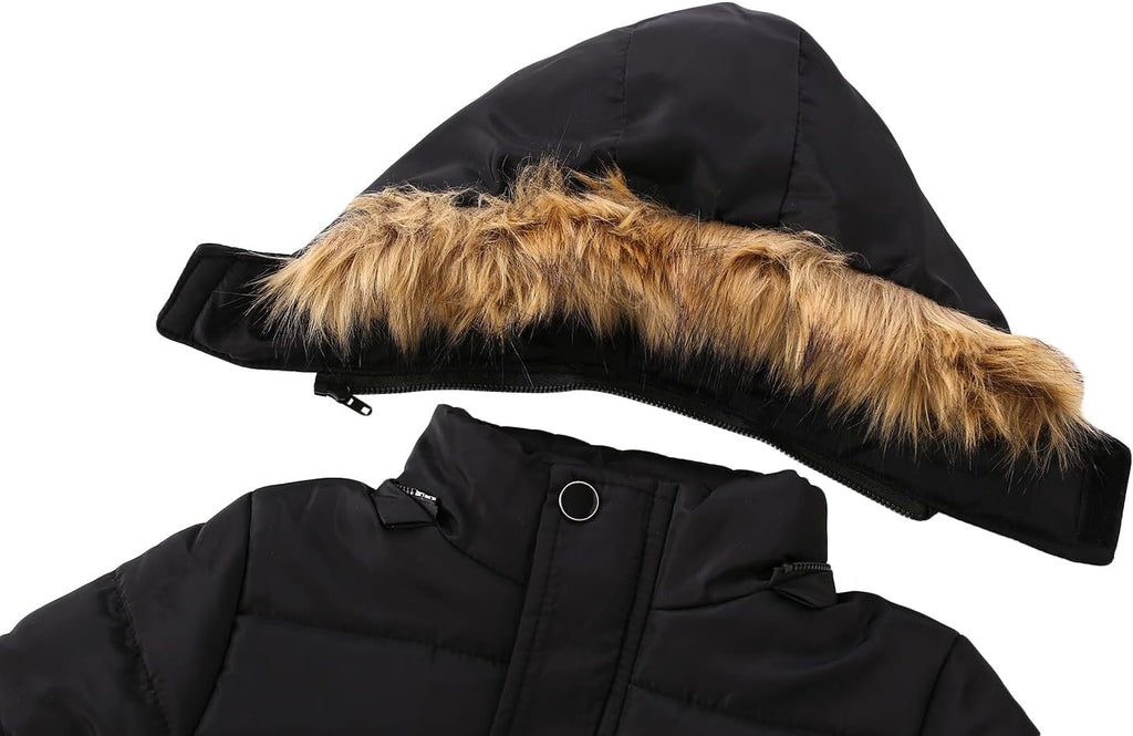 Toddler Boys Down Jacket Fur Collar Hood Thick Warm Winter Snowsuit Coat Parka