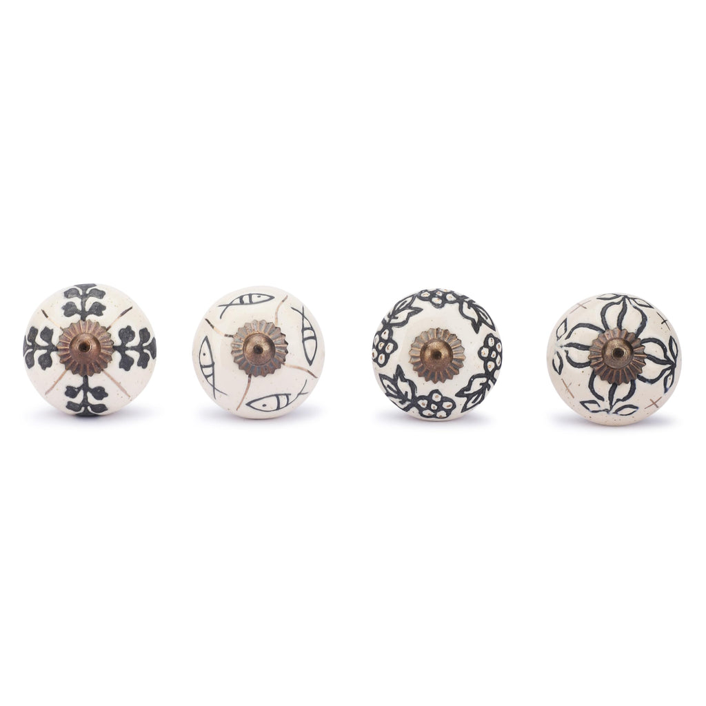 12 Off White Ceramic Cabinet Knobs, Handmade Drawer Pull Handles Set