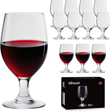 13 OZ Red&White Wine Glasses,Clear Water Goblets Set of 12, Multi-purpose Water Goblet Glasses Dessert Port Short