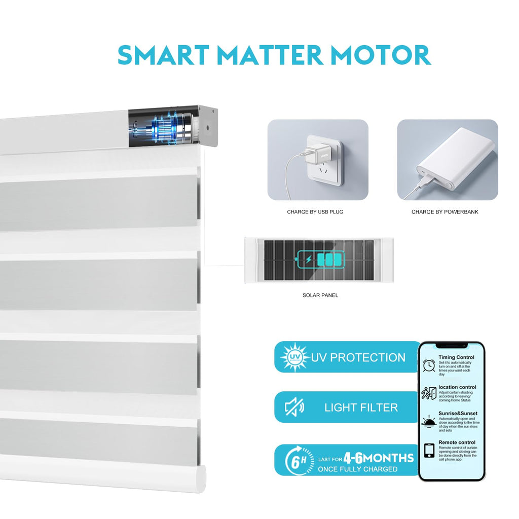 Motorized Zebra Blinds with Remote Smart Blind Work with Homekit Alexa SmartThings Electric Day and Night Shade