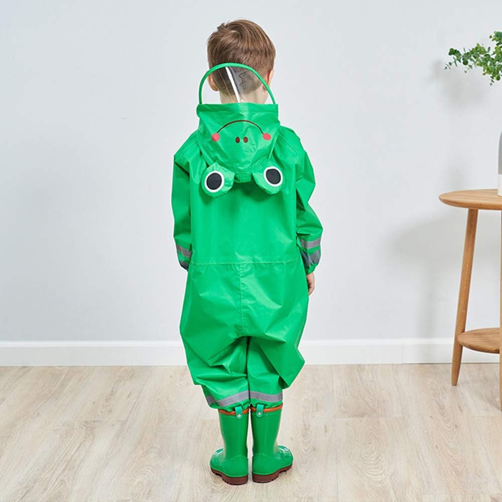 Toddler Rain Suit, Kids Muddy Play Buddies One Piece Hoodie Rain Jacket Coat Poncho Gear Coverall Baby Girl Boy