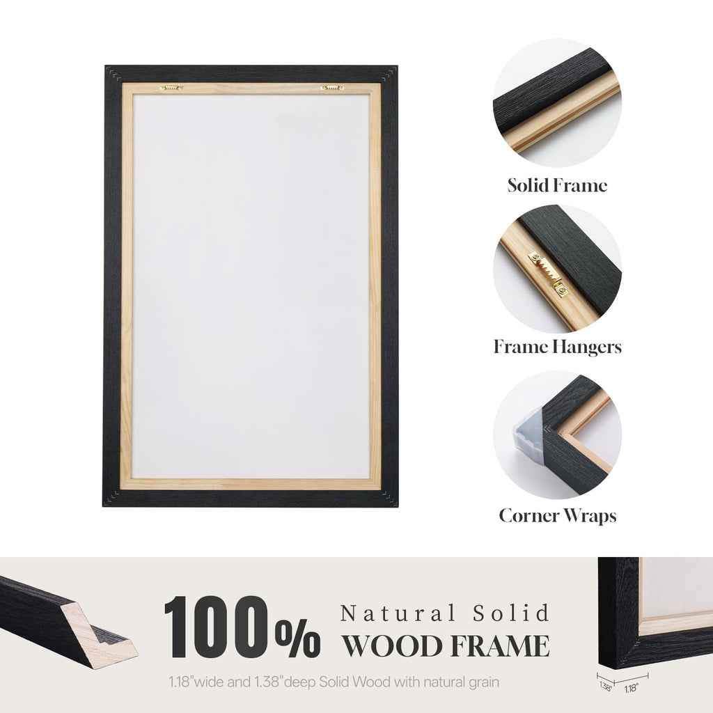 Extra Large Framed Geometric Abstract Wall Art, 60x40 In