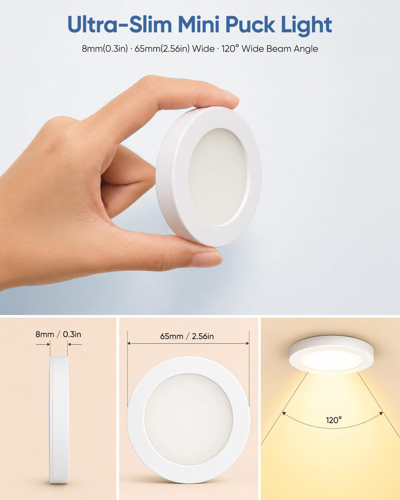Under Cabinet Lights Plug in with Wired Touch Dimmer Switch,Recessed or Surface Mount,Natural White 3000K 12V 2W(12W