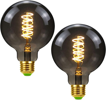 LED Edison Globe Light Bulb 4W Dimmable G30/G95 Large Decorative Rund Bulbs Warm White 2700K Spiral Filament Bulb 40W