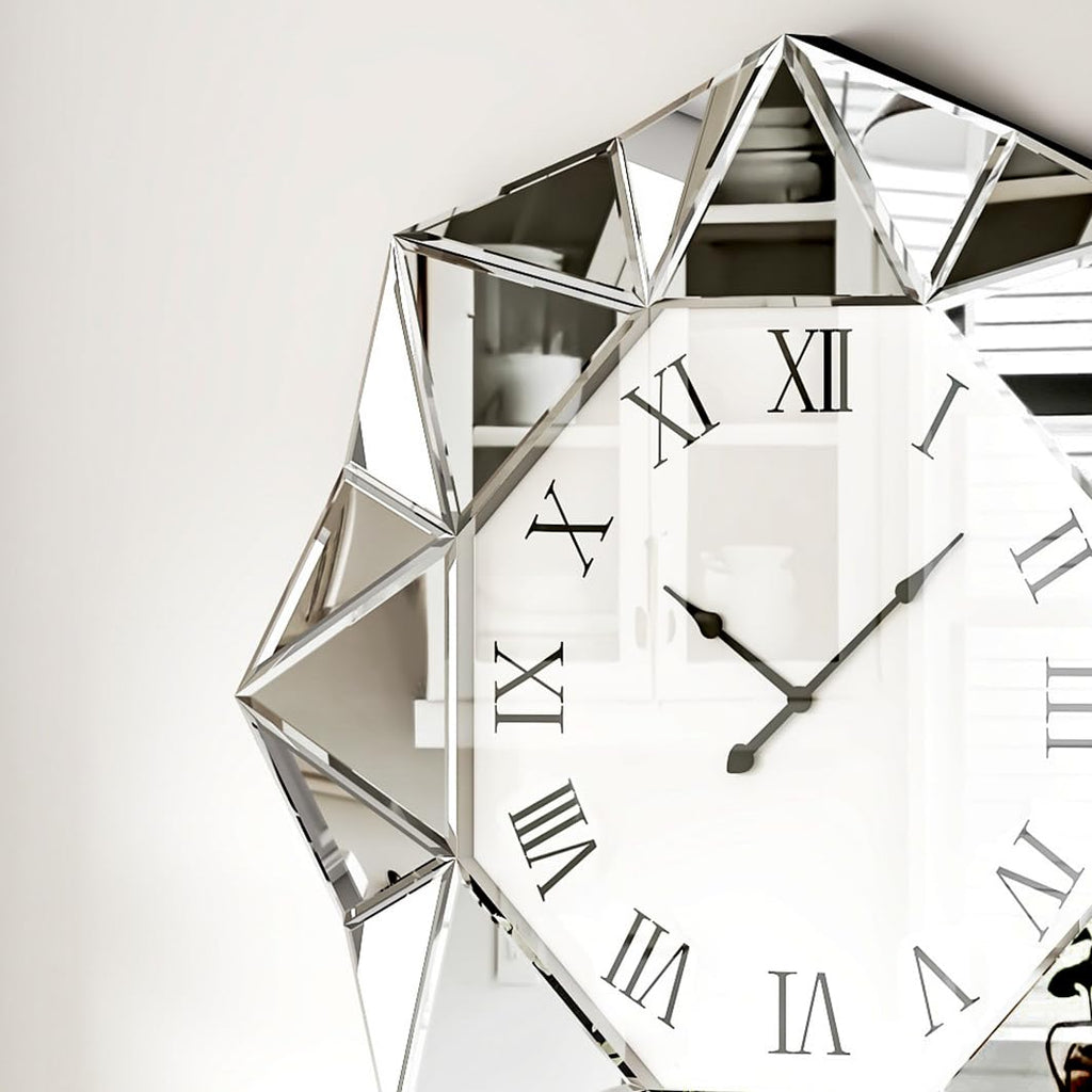 Decorative Wall Clock, 22 inch Mirrored Large Wall Clock
