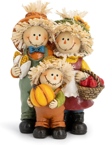 Fall Scarecrow Family Figurine, Autumn Harvest Thanksgiving Decor