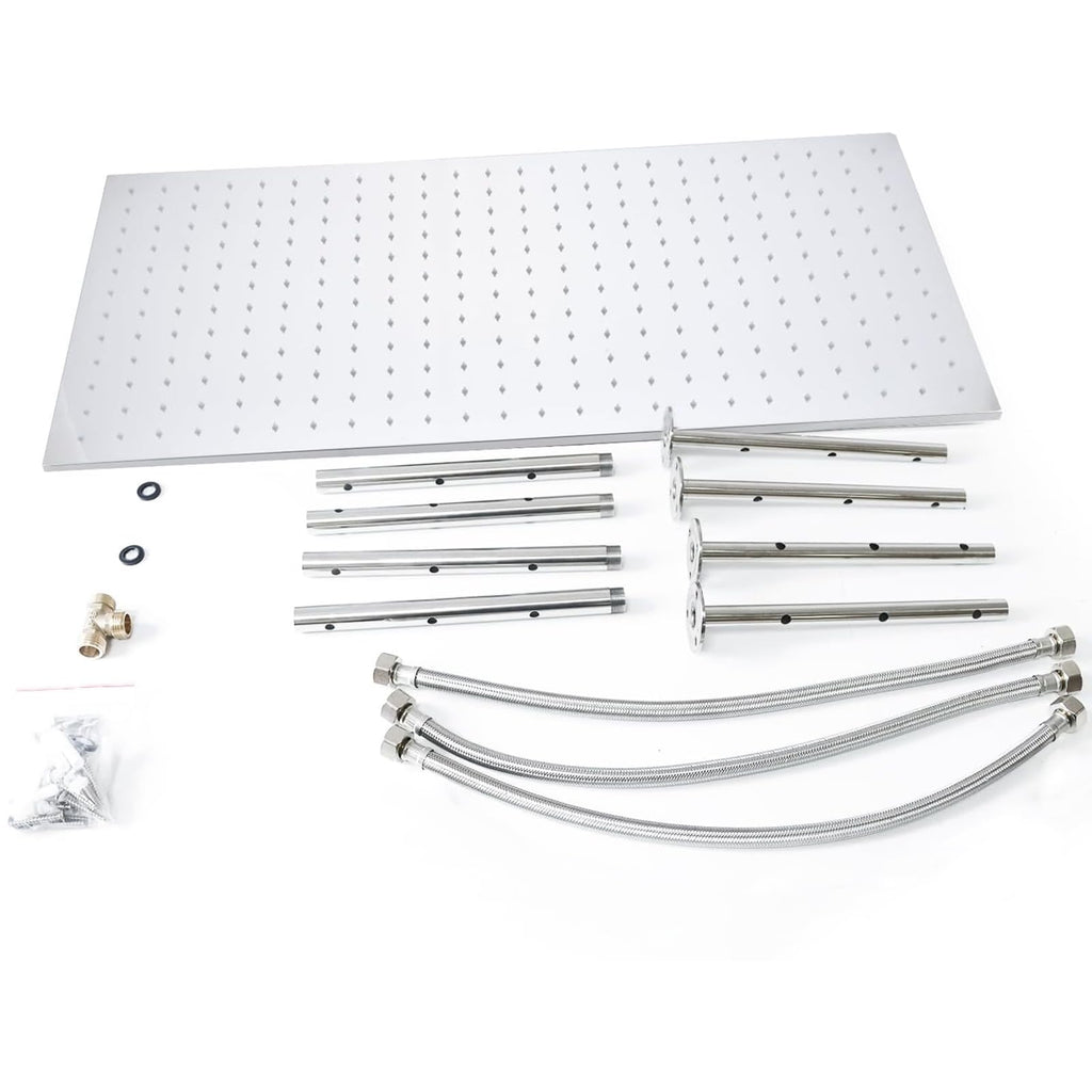 LED Rainfall Shower Head 16X32inch SUS304 For Couples, Chrome