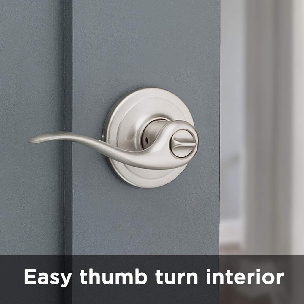 Tustin Interior Privacy Door Handle with Lock, Door Lever , Satin Nickel Reversible Keyless Turn Lock, with Microban
