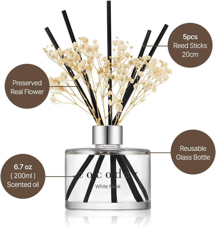 Flower Reed Diffuser Set / 6.7oz / Garden Lavender/Scent Diffuser with Sticks Home Fragrance Oil Reed