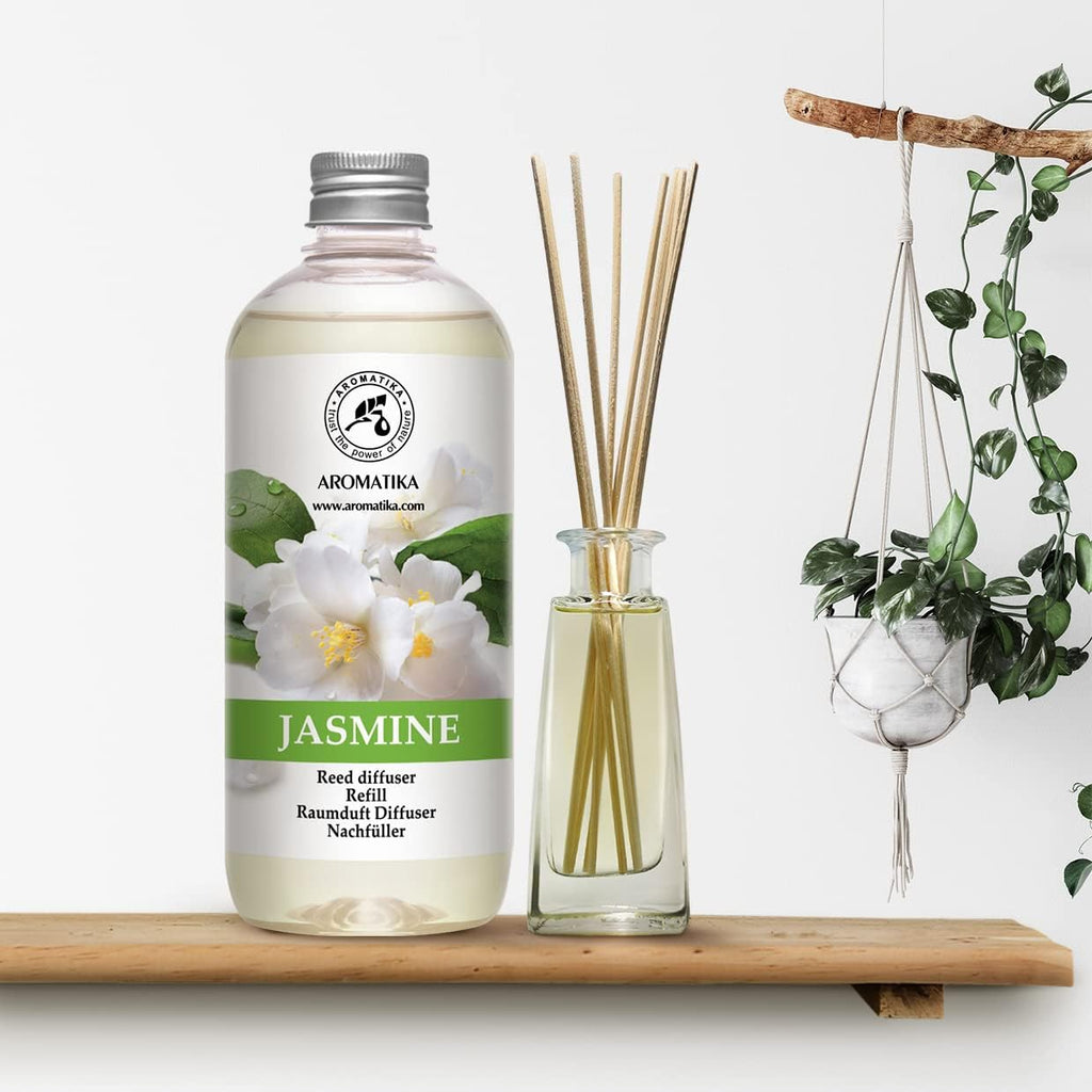 Jasmine Reed Diffuser Refill w/Natural Essential Jasmine Oil 17 Fl Oz - Fresh & Long Lasting Fragrance - Scented Reed - Set of 169